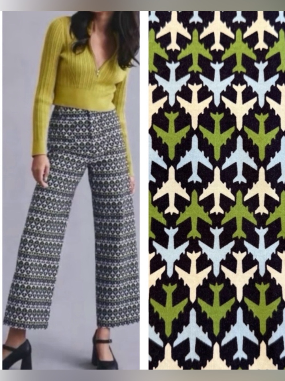 Anthropologie Maeve The Colette Airplane Printed Wide-Leg Pants 31
